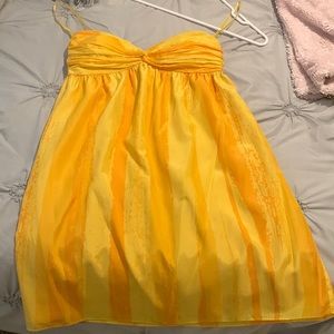 Bright yellow dress!  Wore to my wedding shower!!